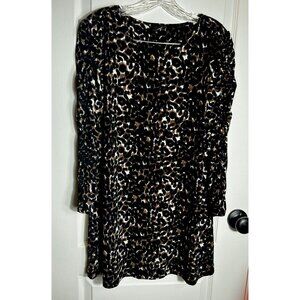 Alfani Dress Women’s‎ Size P/M Knee Length Cinched Long Sleeves Animal Print